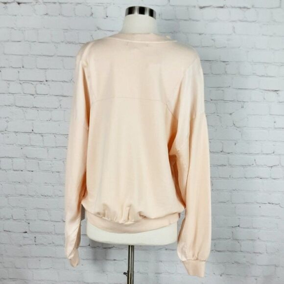 Young Fabulous Broke Drew Oversized Mixed Media Peach Pullover Sweatshirt Top XS - Picture 7 of 9